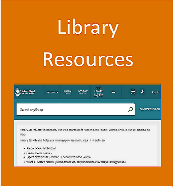 Library resources button containing the logos of My Module Resources, the Library Catalogue, and Discover